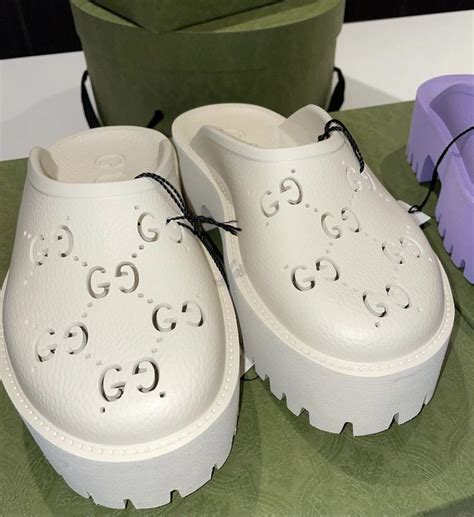 crocs buttons gucci|gucci platform crocs.